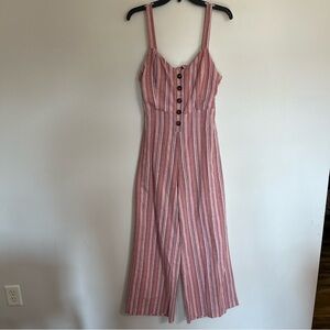 Women’s Hem &‎ Thread Wide Leg Flowy Striped Jumpsuit Size Medium Open Back